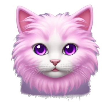 fluffy pink kitten with purple eyes sticker