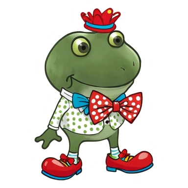 green frog dressed as a clown sticker