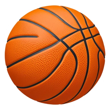 Cinematic Realistic image of a basketball rendered in vivid orange with a pebbled surface texture and crisp stitching details, set against a high-contrast backdrop that highlights its dynamic, sporty essence sticker