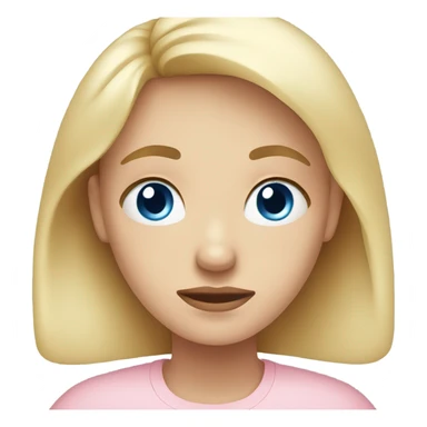 sad emotion. blonde woman. blue eyes. light pink shirt sticker