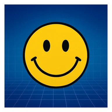 frame 5 with background blending gradient and blue, some grid lines starting to appear, smiley face unchanged sticker