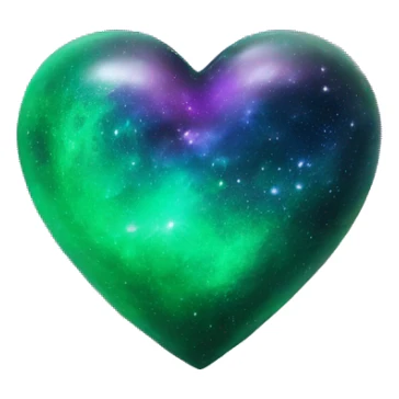 green and purple galaxy heart sticker