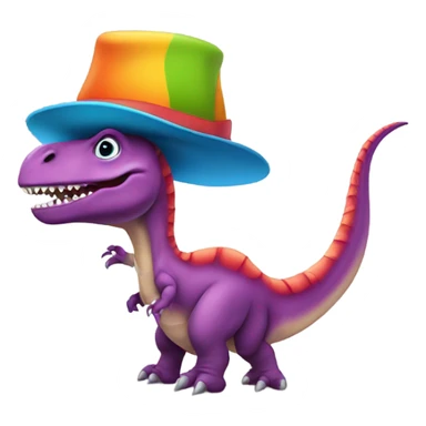 Dinosaur with boot on it head and 2 hats on his head sticker