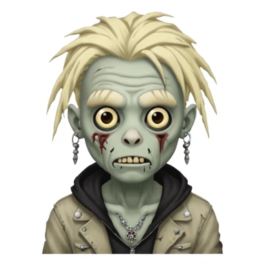 Grey pale skinned zombie boy with wrinkled skin and blond dreadlocks. Nose and ear piercings. Emo. sticker