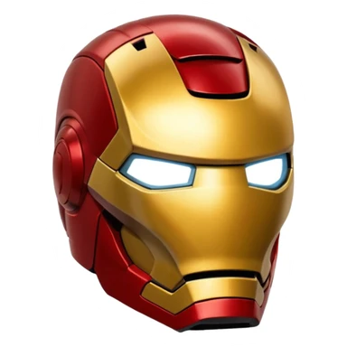 Iron Man, red and gold armored superhero helmet, simple and bold, no text sticker