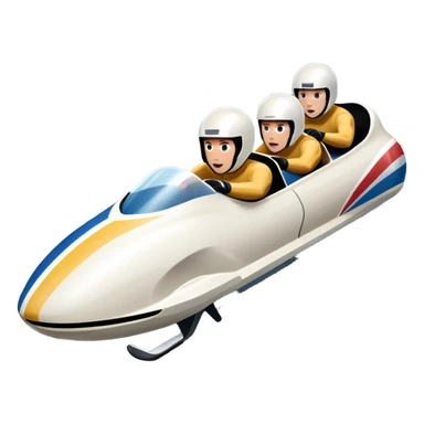 An icon featuring a sleek bobsled with athletes racing down an icy track at high speed, helmets on and bodies aligned for aerodynamics. Surrounded by icy curves, snowbanks, and a wintry mountain backdrop. Transparent background captures the thrill and precision of bobsleigh. sticker