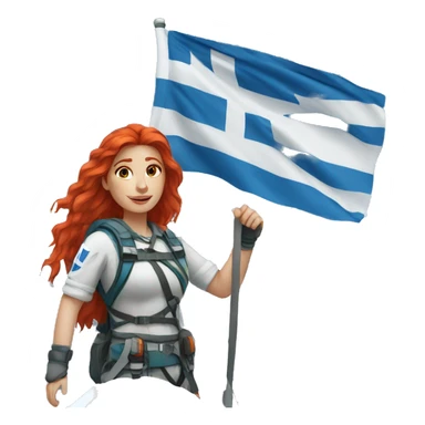 a red hair female on everest with greek flag sticker