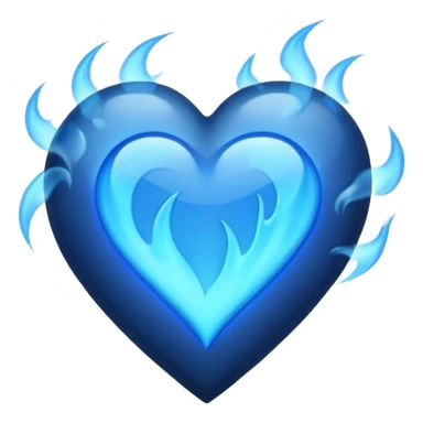 Black heart with blue flames sticker
