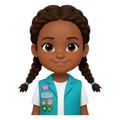 5 year old, fair skinned african american with braids, Daisy girl scout in Daisy blue best sticker