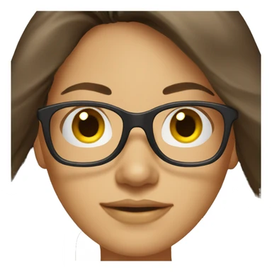 Brunette woman in her mid-30s with glasses and long hair sticker