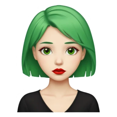 girl with green hair and red lipstick, neutral expression sticker