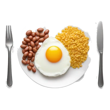 eggs with beans on a white plate sticker
