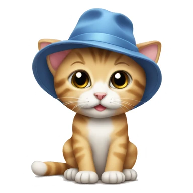 Baby cat wearing a hat sticker
