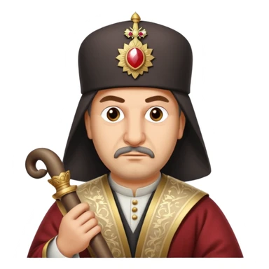 Fatih Sultan Mehmet, Ottoman sultan, holding a scroll, with a serious look sticker