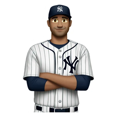 Hispanic white man with jersey of the New York Yankees sticker