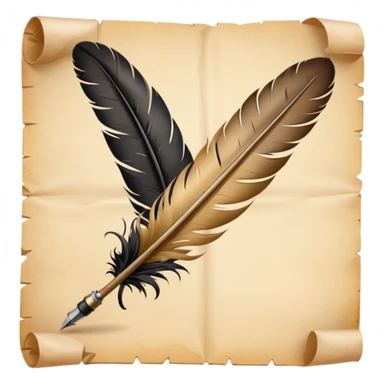 feather quill writing on paper sticker