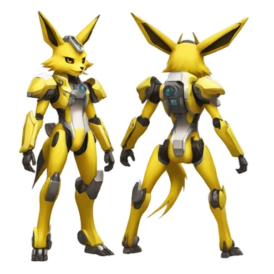 Futuristic mechanical Renamon-Jolteon-Eevee-mecha full body sticker