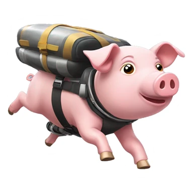 pig flying with jetpack sticker