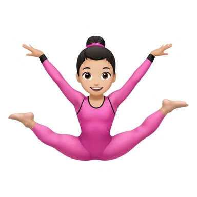 "A gymnast in black and minimal pink outfit with a smile and a look of surprise (normal skin) sticker