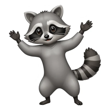 a full body raccoon celebrating / dancing  sticker