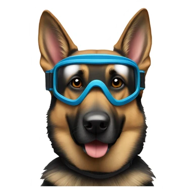 German shepard dog wearing Ski Googles  sticker