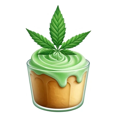 frozen dessert with cannabis leaf sticker