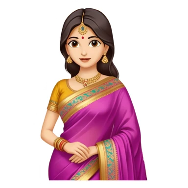 elegant colorful Indian saree with beautiful patterns and gold border sticker