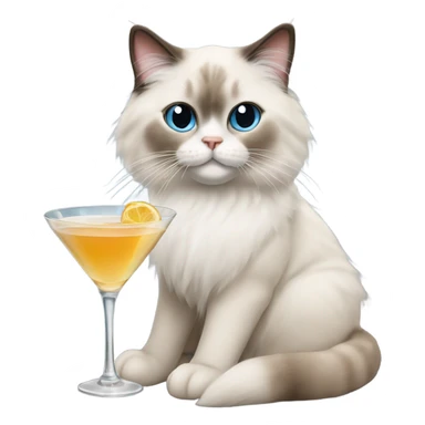 Ragdoll cat drinking martini drink sticker