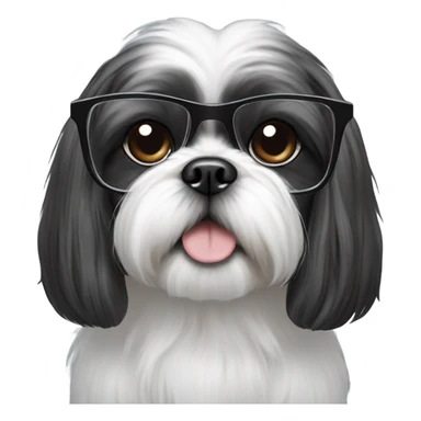 Black and Shih tzu wearing glasses sticker