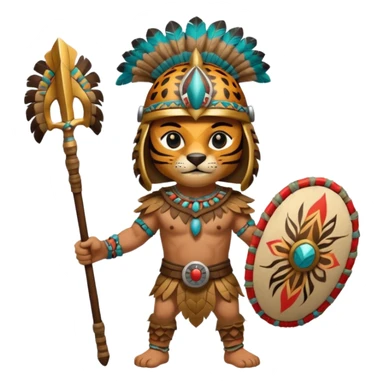 Aztec tiger warrior with traditional feathered helmet sticker