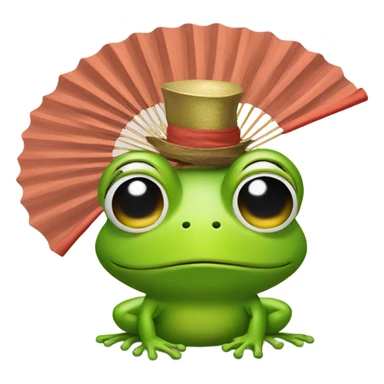 Frog with a fan for a hat sticker