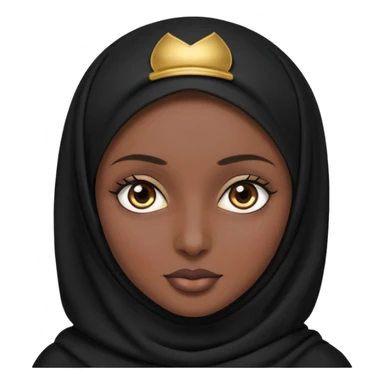 Woman with black face wearing a black hijab with hazel eyes sticker