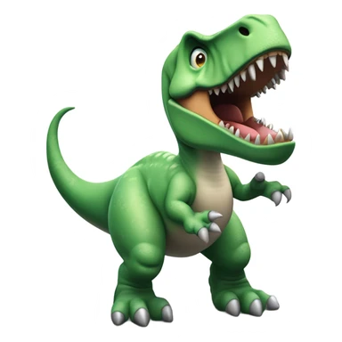 Ein Emoji im klassischen Apple Emoji Stil eines blauen, leicht cartoonhaften T-Rex mit stark betontem Überbiss und scharfen weißen Zähnen. Der T-Rex trägt ein Headset wie eine typischer Customer Service Person. Der Dinosaurier wird aus einem humorvollen Blickwinkel präsentiert und hält einen lustigen, leicht verwirrten Ausdruck.
Lege ganz besonderen Fokus auf den Überbiss
 sticker