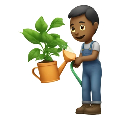 watering a plant,  with human  sticker