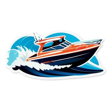 sport boat in waves sticker