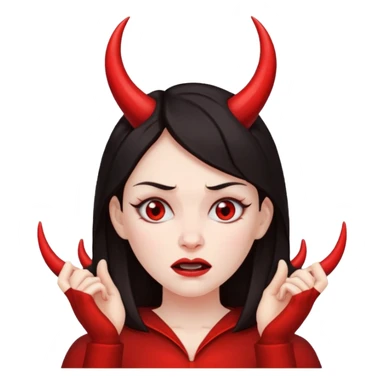 dark hair devil woman head ache sticker