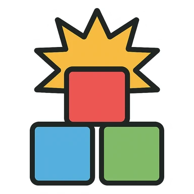 modern app icon for Block Blast, stacked blocks with a burst effect, minimalistic, sharp edges sticker