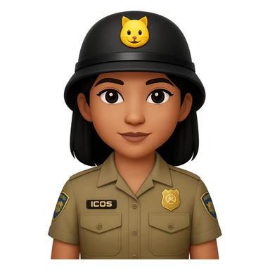 Change the hair to black and make the uniform only khaki, keep the style consistent with the original images. sticker