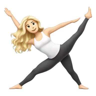 White woman, long hair, blonde hair, wavy hair, warrior 2 pose sticker