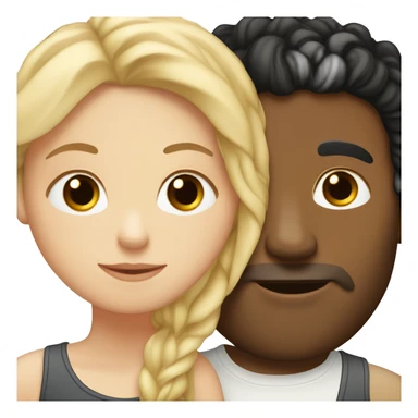 A white girl with blond straight hair kissing a light-skinned brown guy with curly black hair sticker