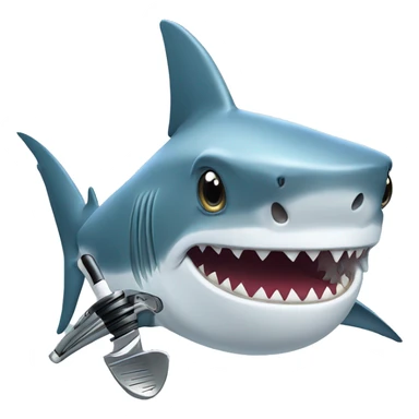 Shark with golf clubs sticker