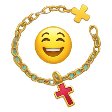 Smiley with hearts laughing and a Christian cross chain sticker