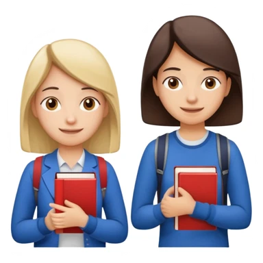 Create two emoji characters.

Left: a stressed, sad student preparing for IELTS, holding books and coffee, tired face, exam stress.

Right: a happy confident student after IELTS, traveling abroad, airplane, university, freedom, smiling.

Style: emoji, clean, simple, white background. sticker