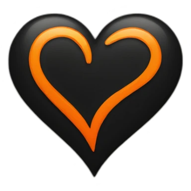 Half black and orange heart sticker