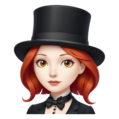 Red black hair woman with top hat  sticker