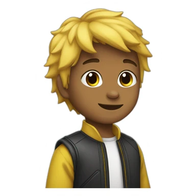 niño pelo rubio con gato negro y amarillo sticker