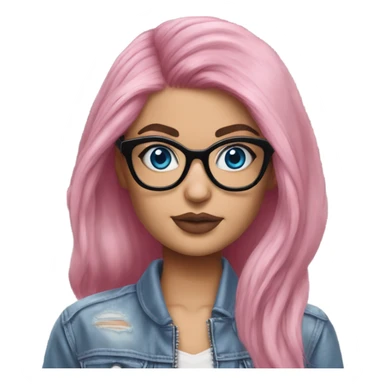 Hyper Realistic kylie jenner pink hair blue eyes and glasses  sticker