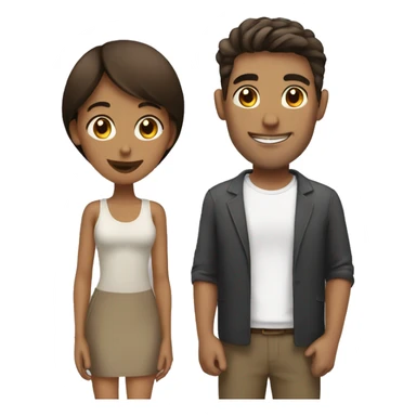Brunette guy with brown girl couple sticker