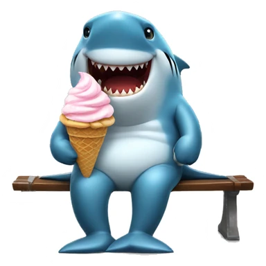 shark sitting on a bench eating ice cream  sticker
