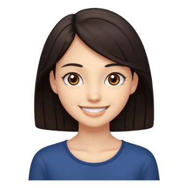 Make an emoji of a slender girl with dark hair and brown eyes sticker